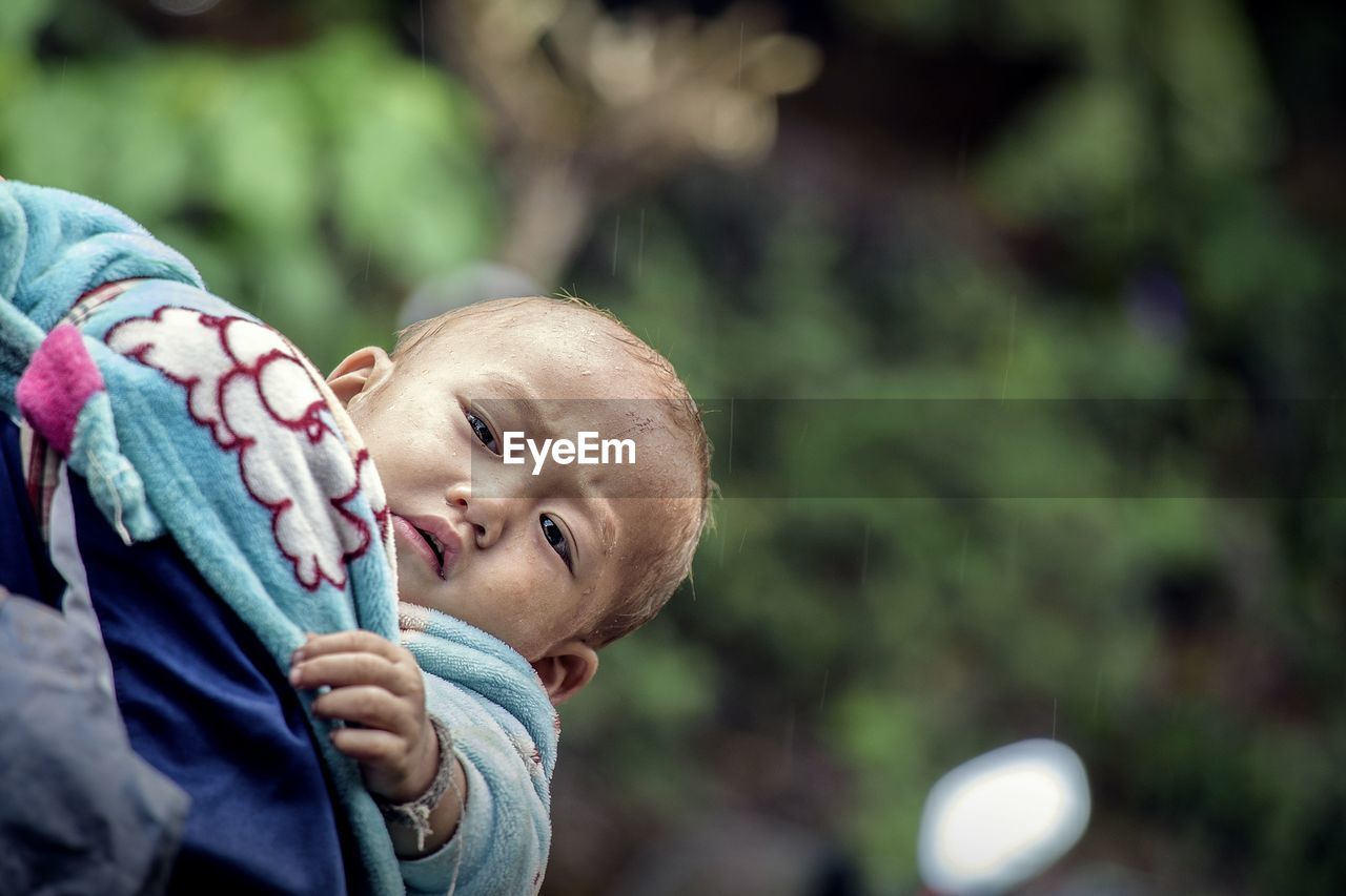 Close-up portrait of hill tribe baby outdoors