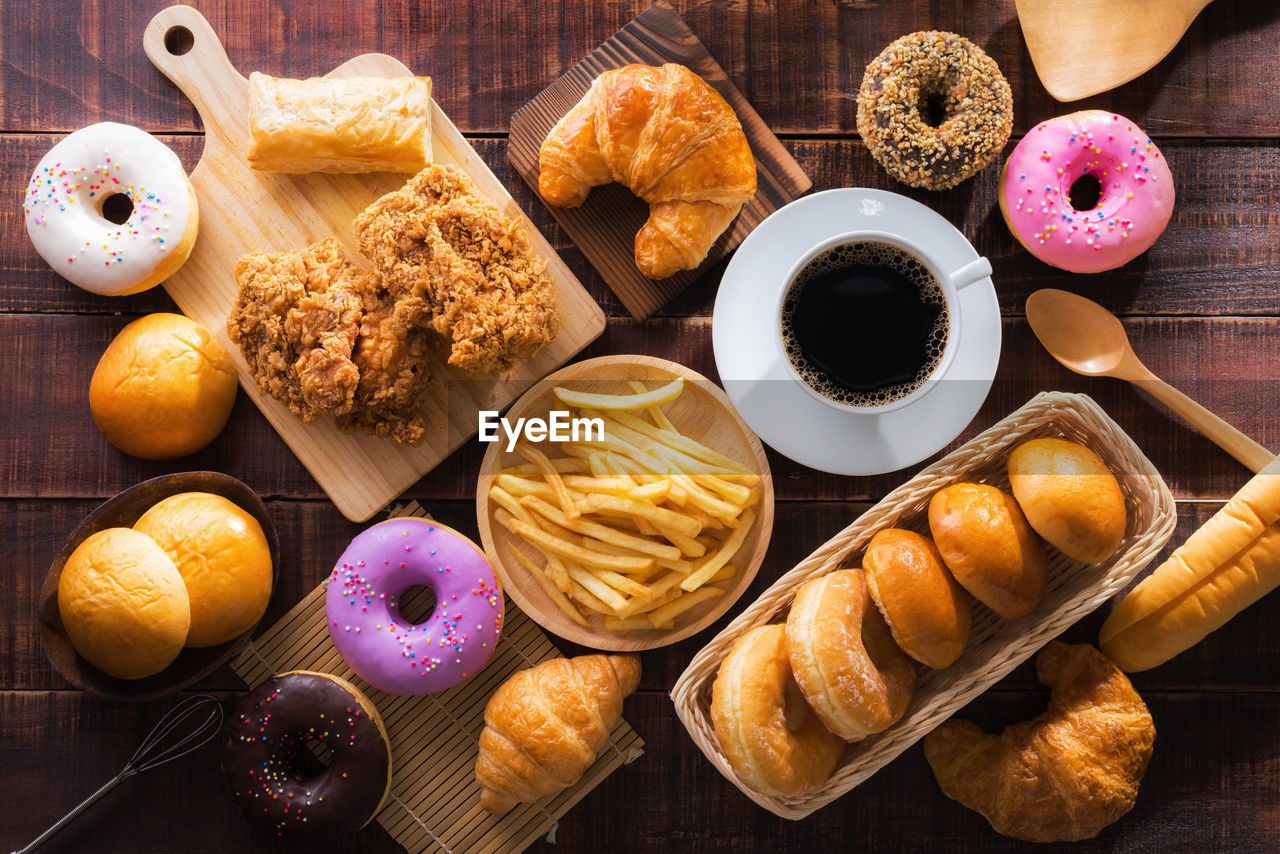 HIGH ANGLE VIEW OF VARIOUS FOOD