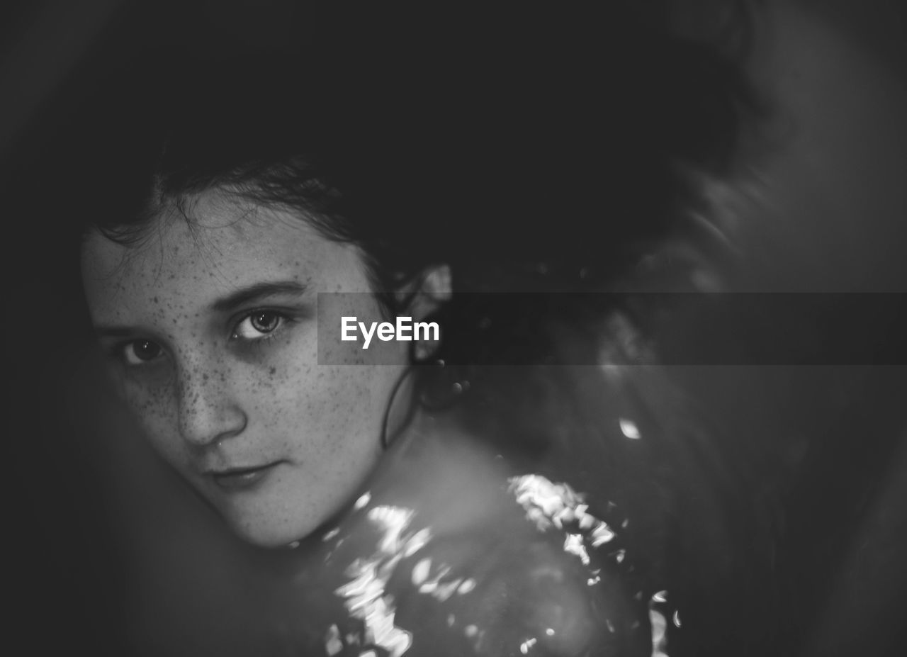 High angle portrait of girl in bathtub