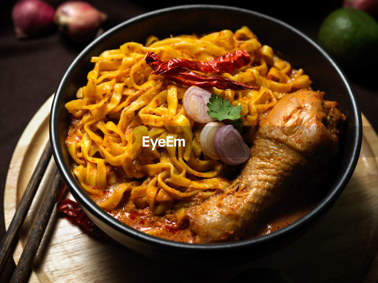 close-up of food served in bowl on table