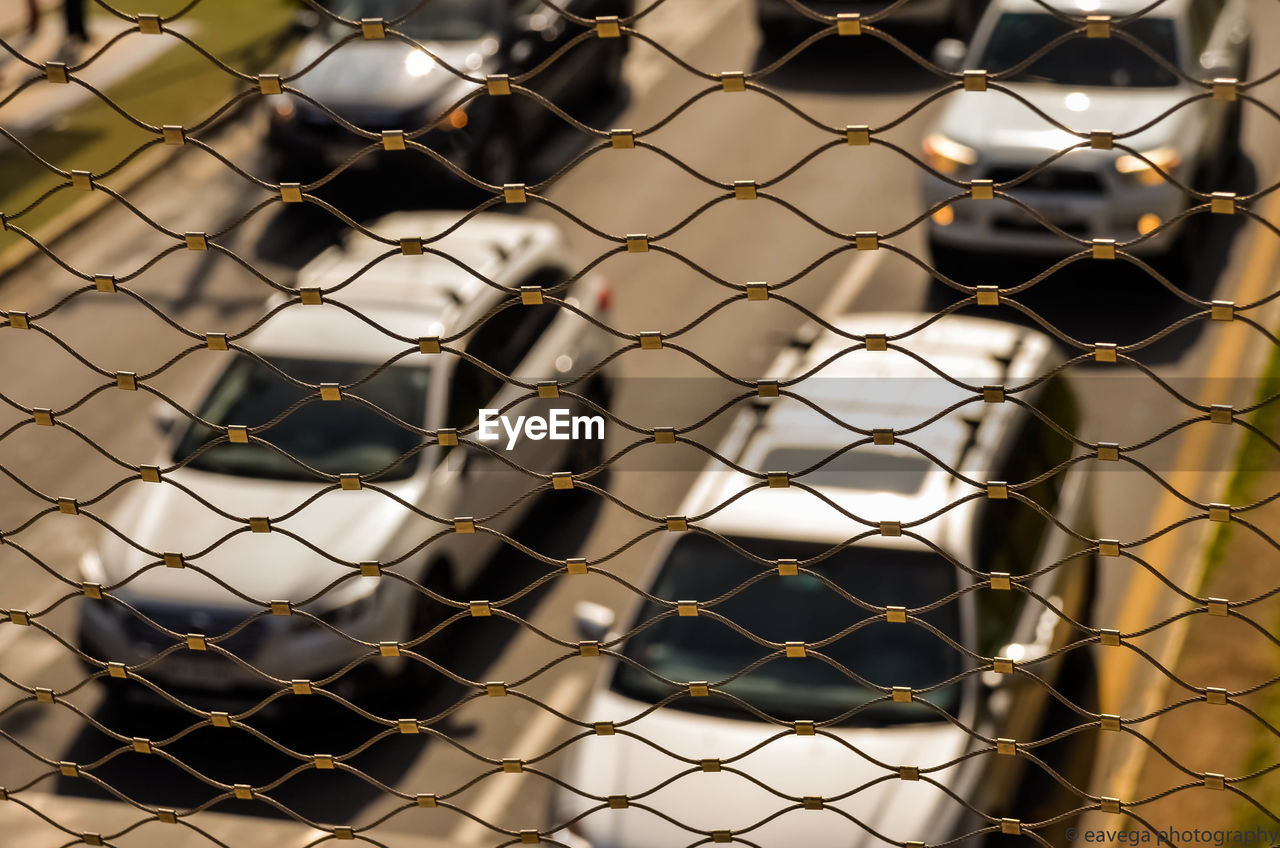 Full frame shot of fence in city