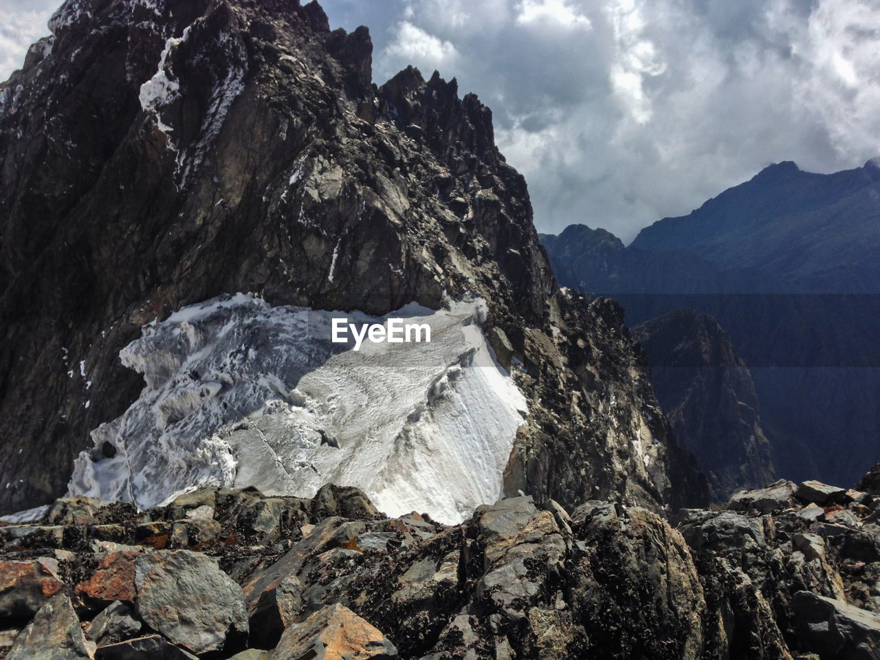 Volcanic rock formations above the clouds at rwenzori mountains national park