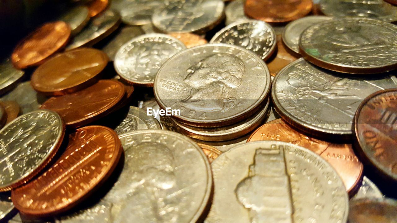 Full frame shot of coins