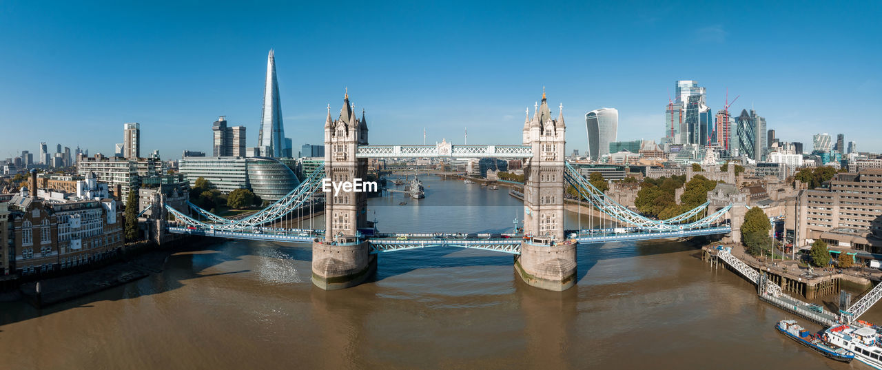 Aerial panoramic cityscape view of london and the river thames