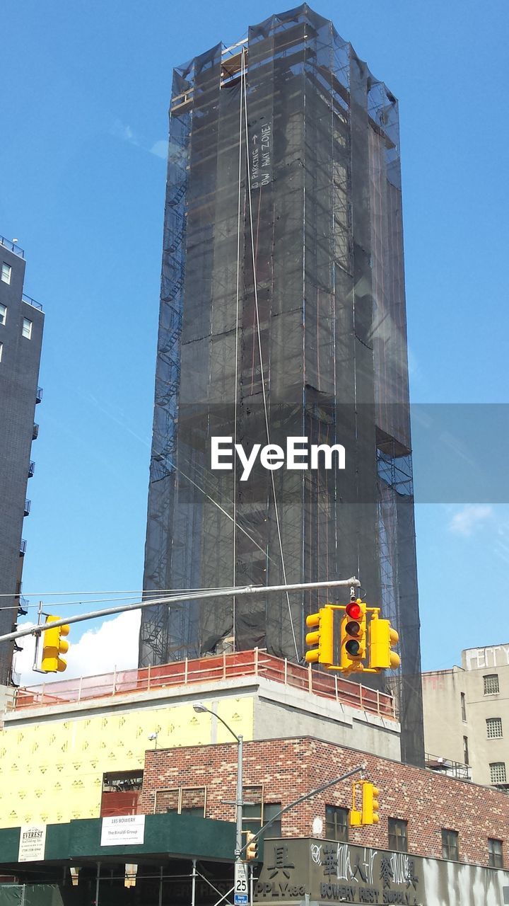 LOW ANGLE VIEW OF BUILDINGS AGAINST CLEAR SKY