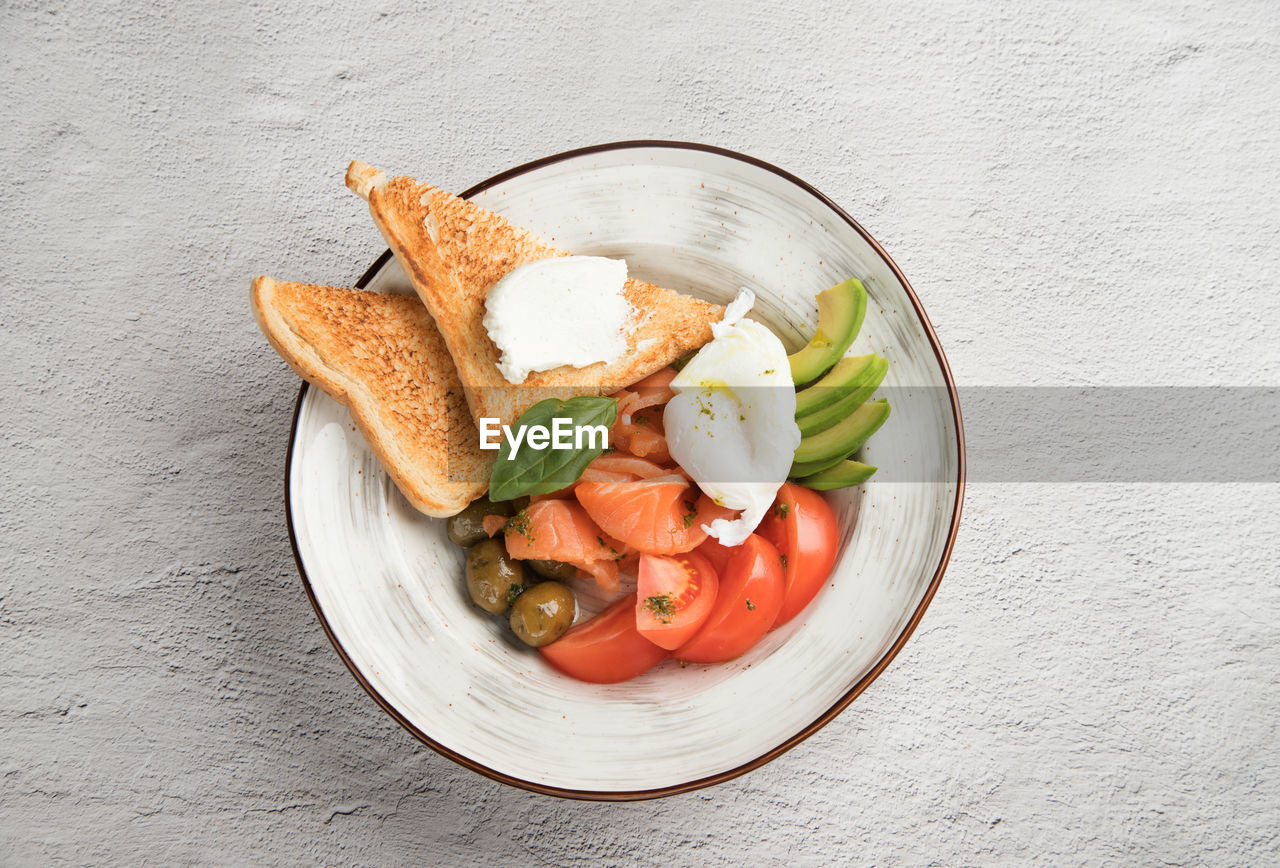 high angle view of food in plate