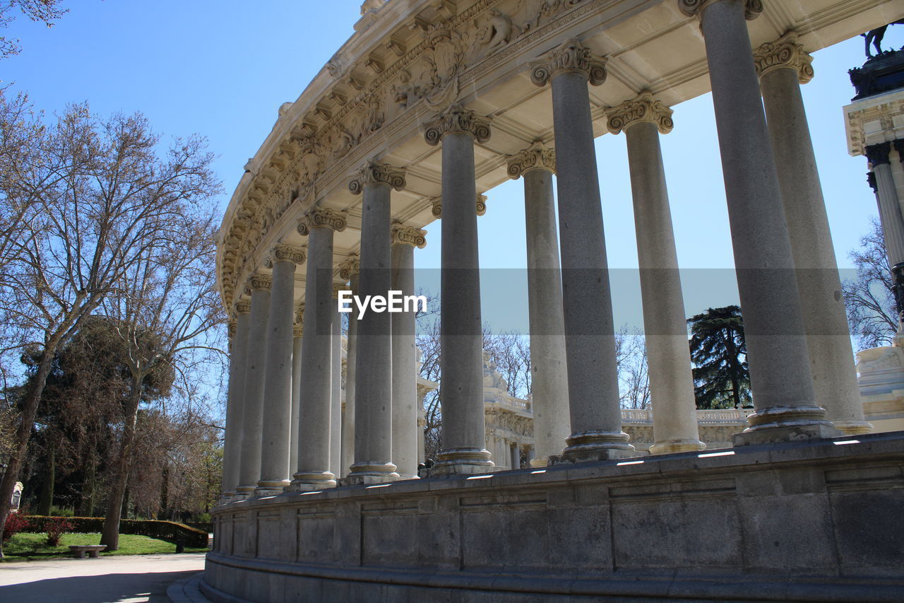 Columns at the monument of king alfonso xii in the park of the retirement of madrid