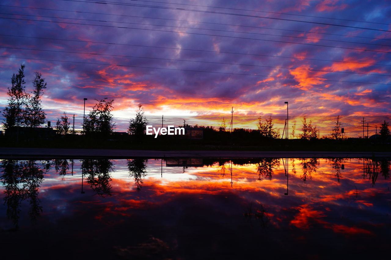 Scenic view of sunset over river