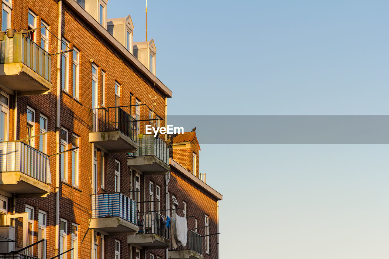 Low angle view of building against clear sky