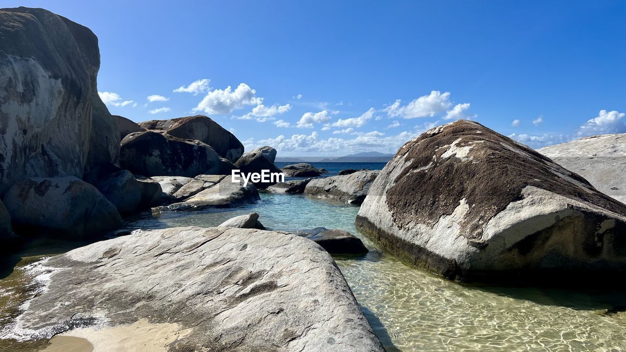 Scenic view of  carribean sea against clear blue sky