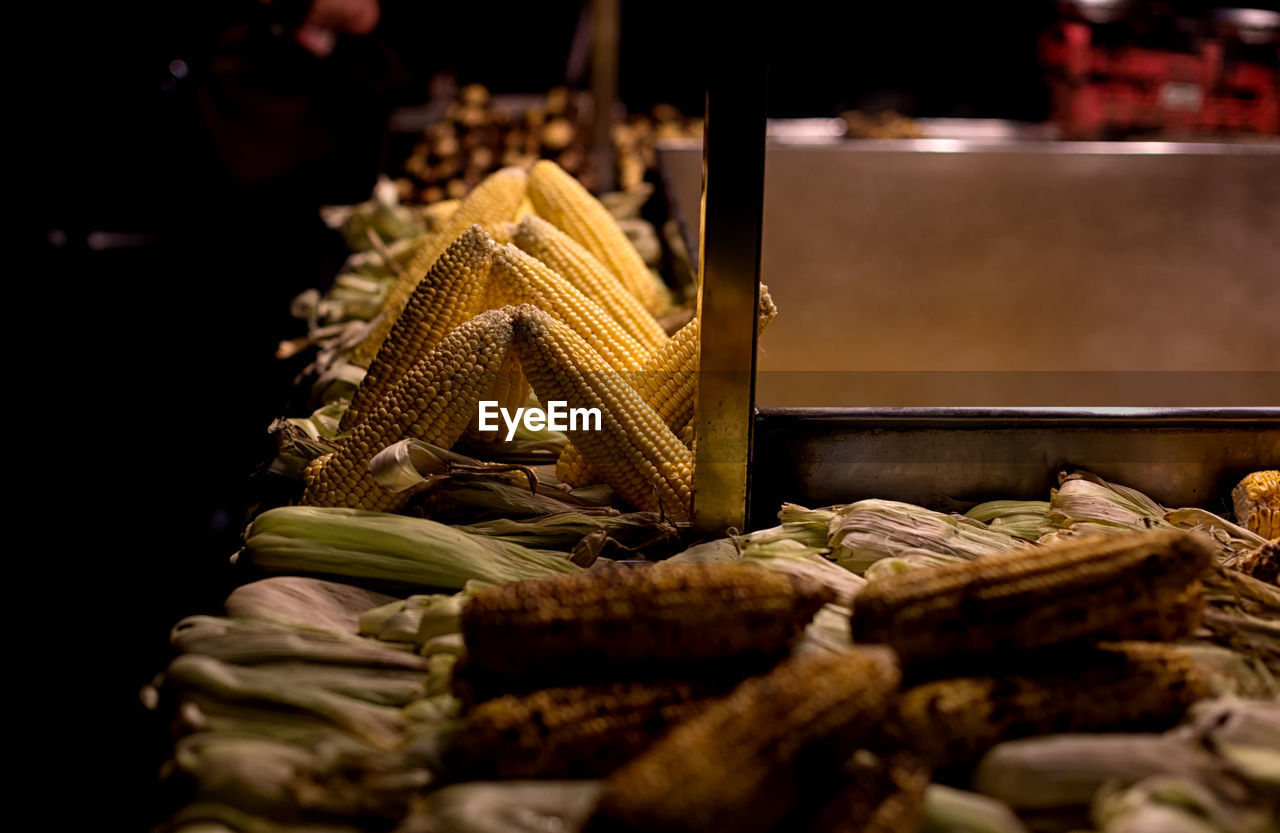 Close-up of corn for sale in market