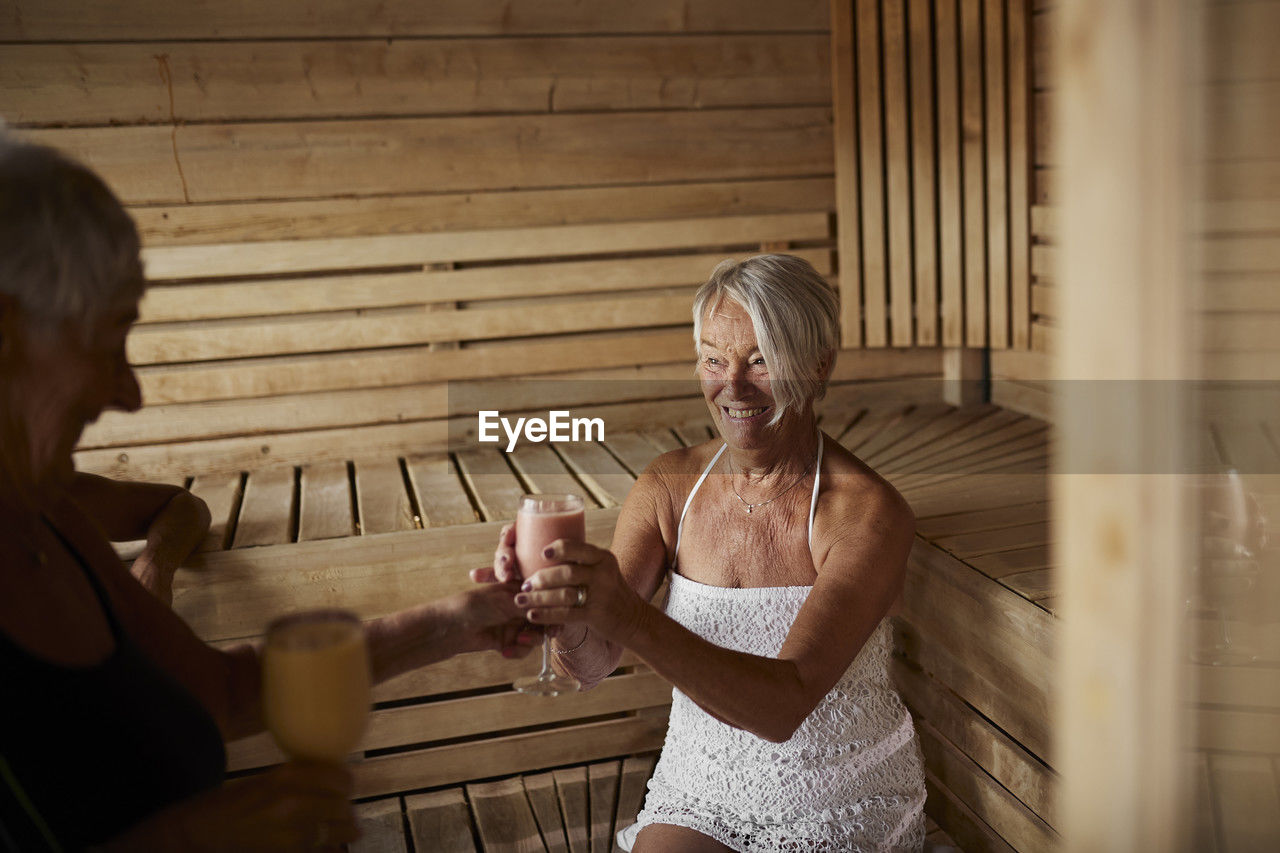 Senior women in sauna