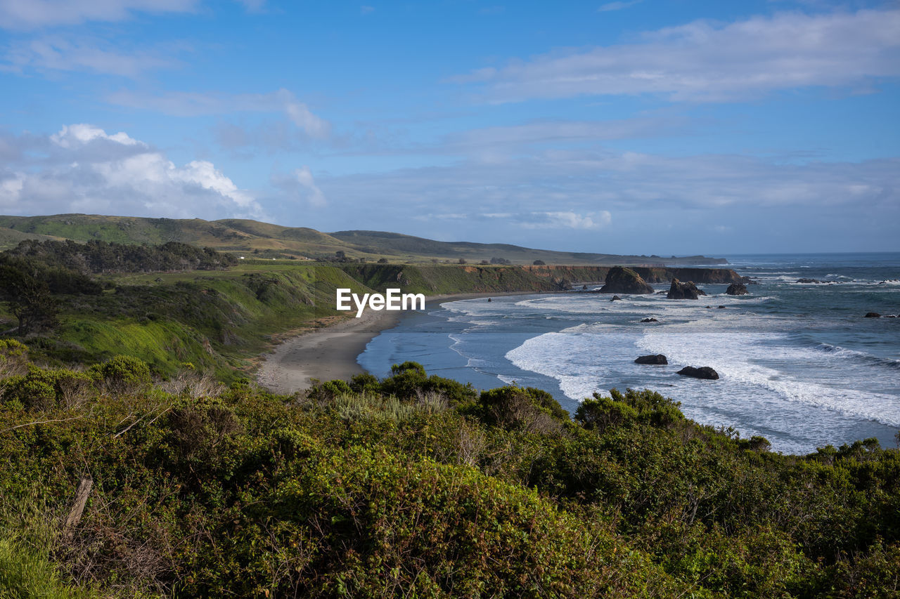 Scenic view of beach against sky