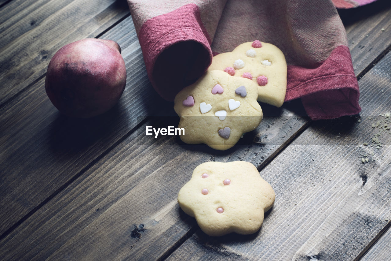 Close-up of biscuits on table