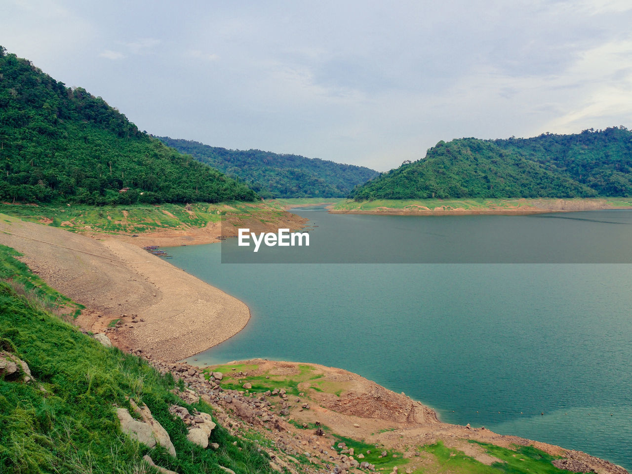 Scenic view of lake against sky