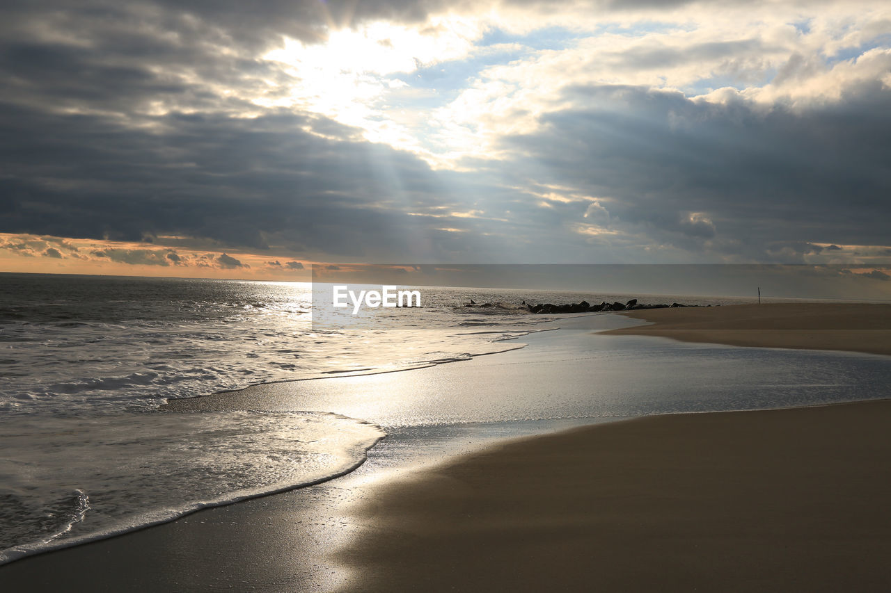 Scenic view of sea against cloudy sky