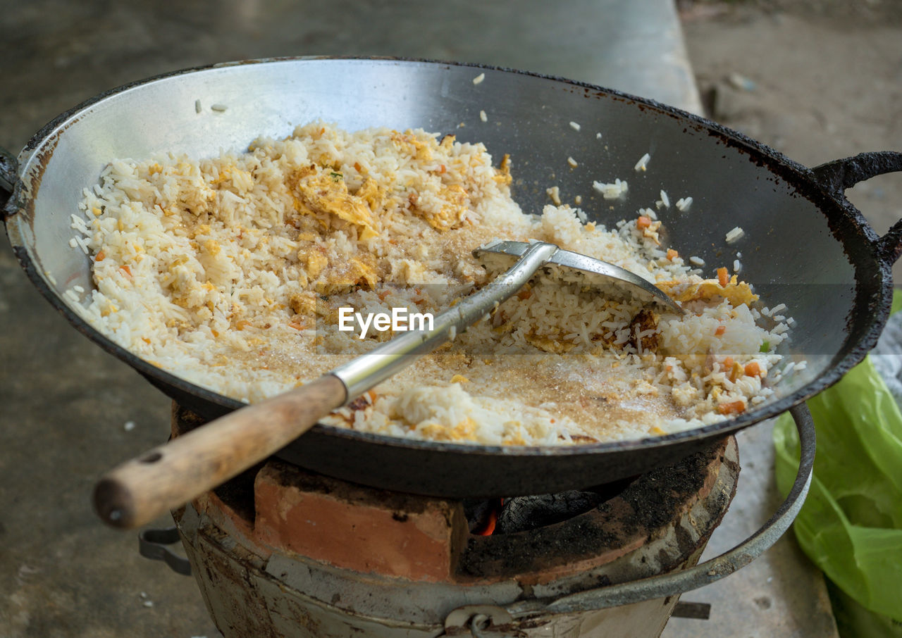 High angle view of food in container