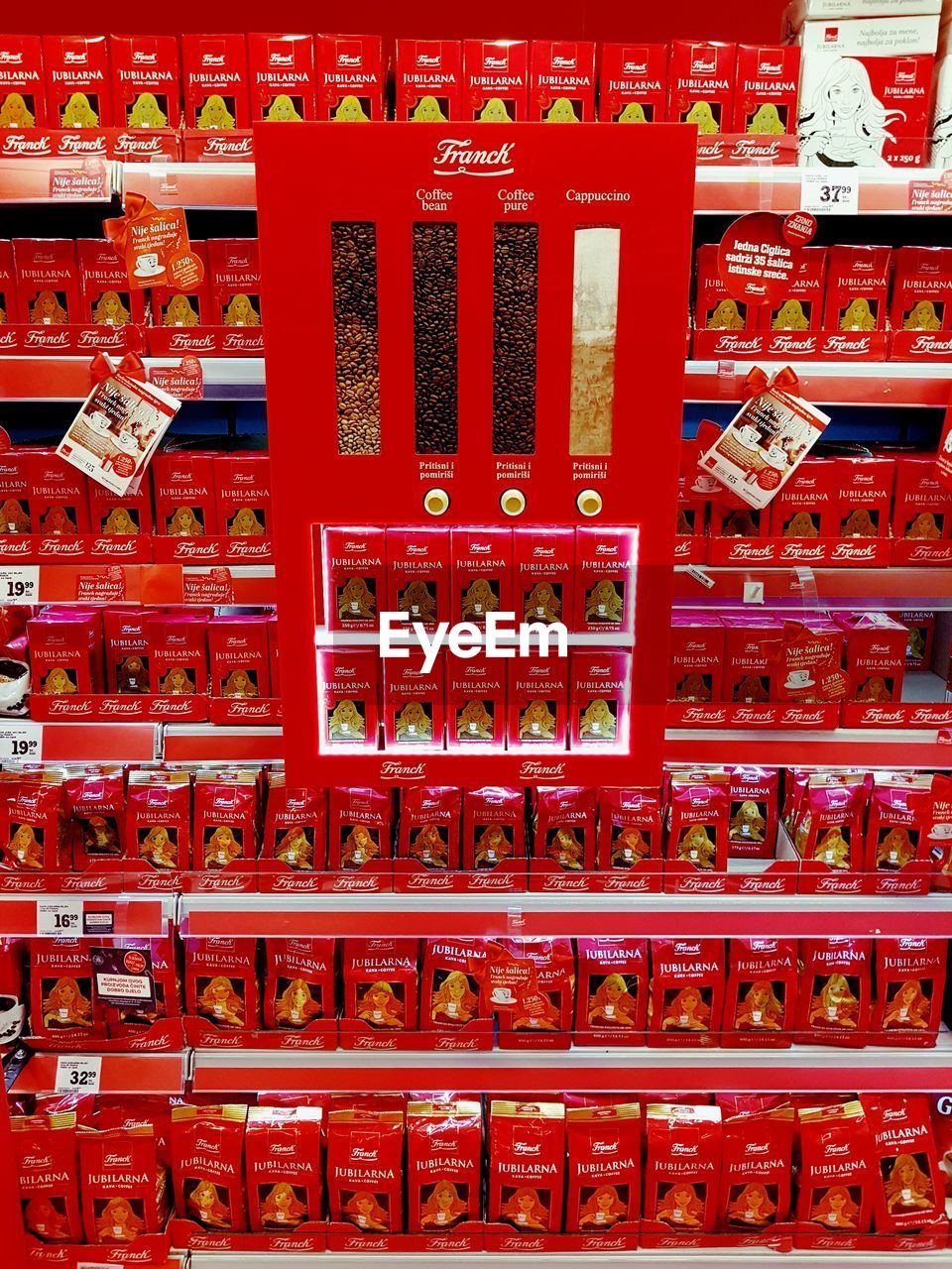 CLOSE-UP OF RED STORE FOR SALE IN SHOP