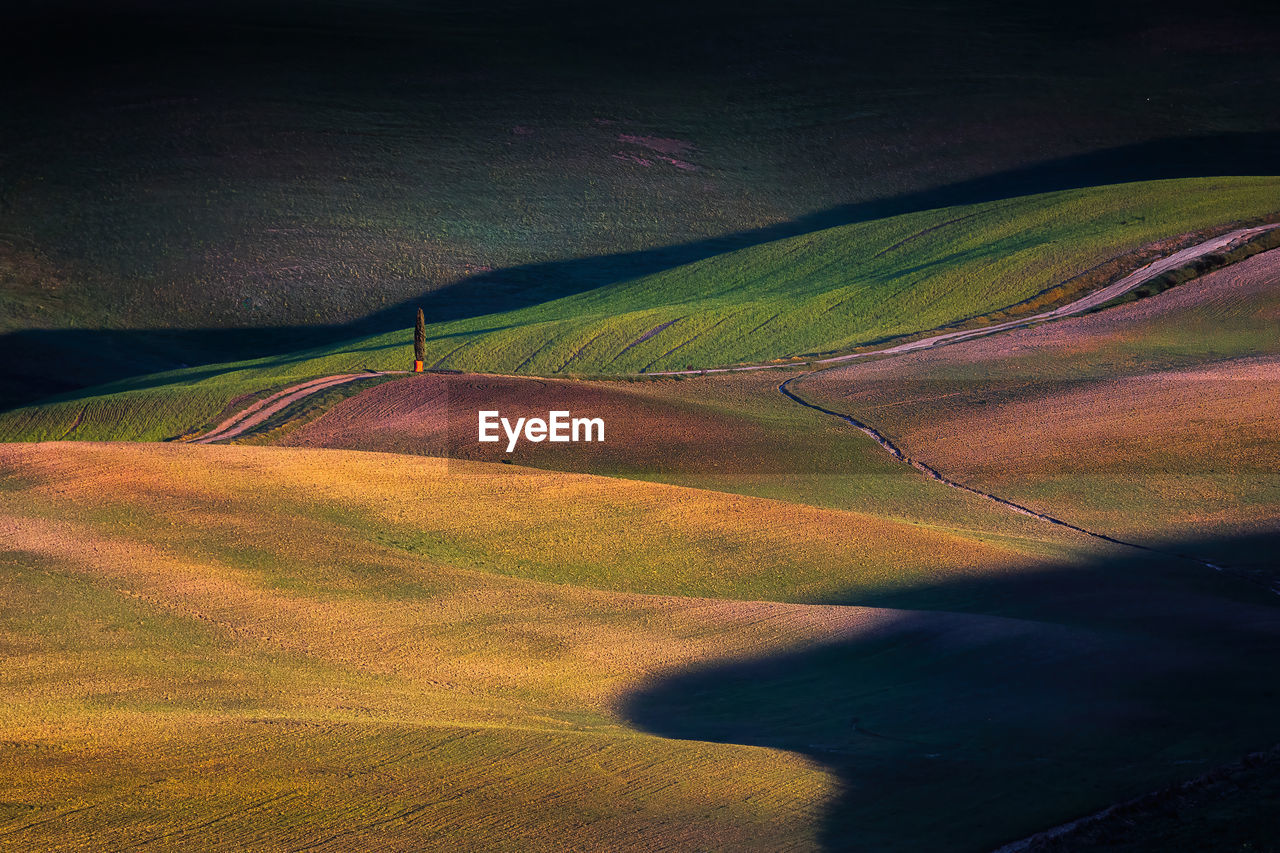 high angle view of field