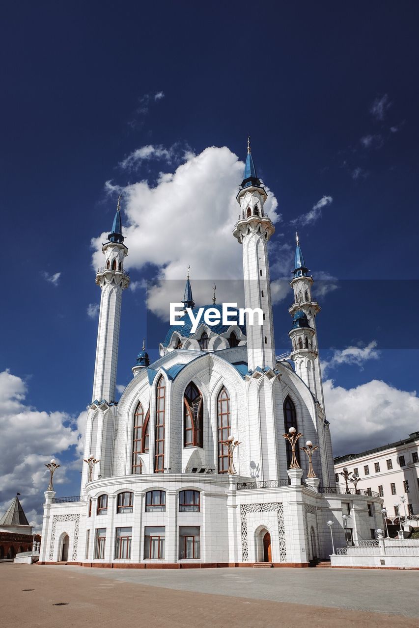 Low angle view of kul sharif mosque against sky