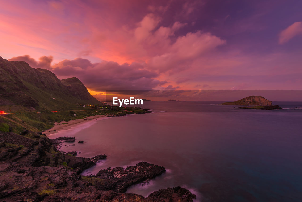 Scenic view of sea against sky during sunset