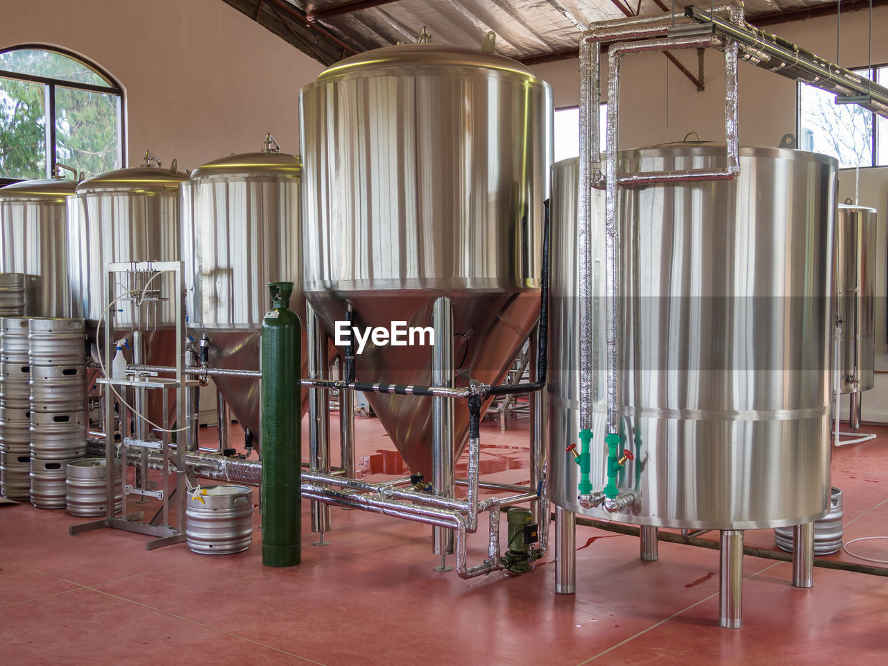 Craft beer brewery equipment indoors
