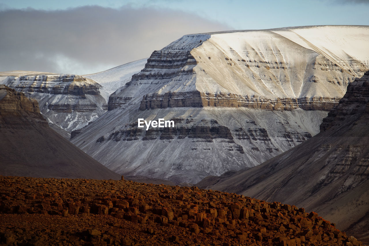 View at the mountains of dickson land, svalbard