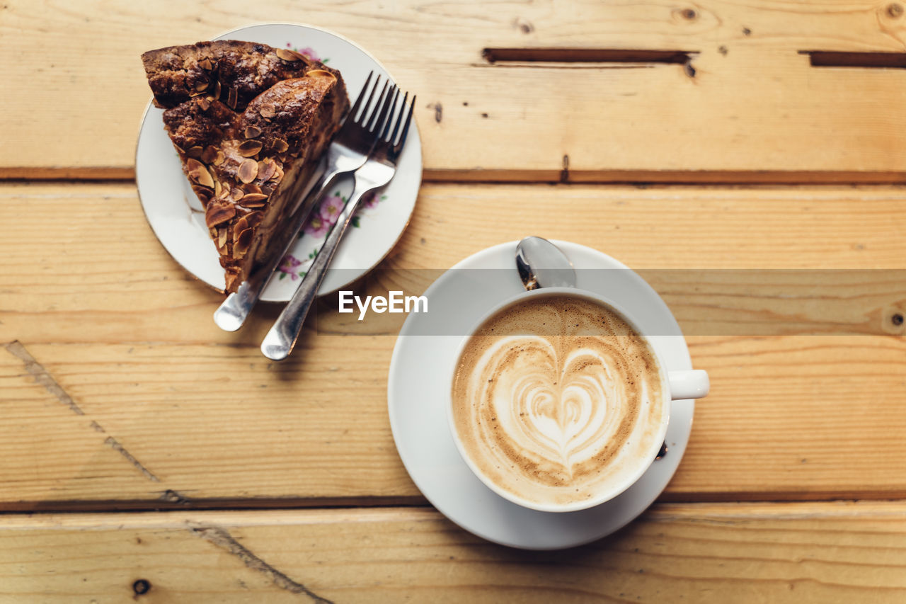 High angle view of breakfast on table