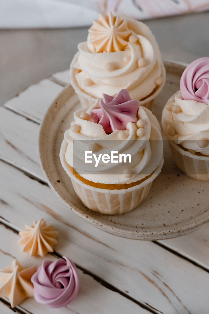 Close-up of cupcakes on table