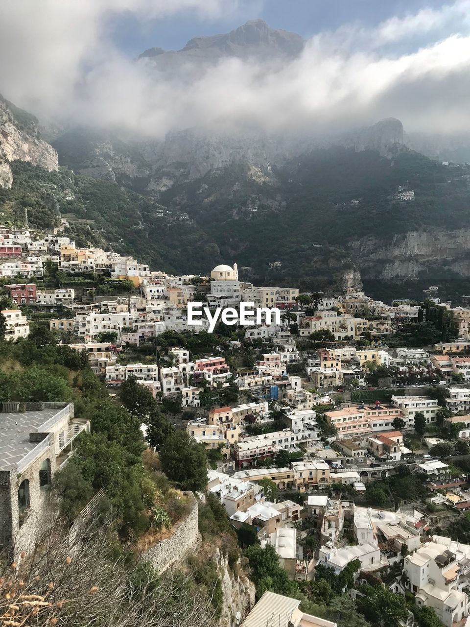 High angle shot of townscape against sky