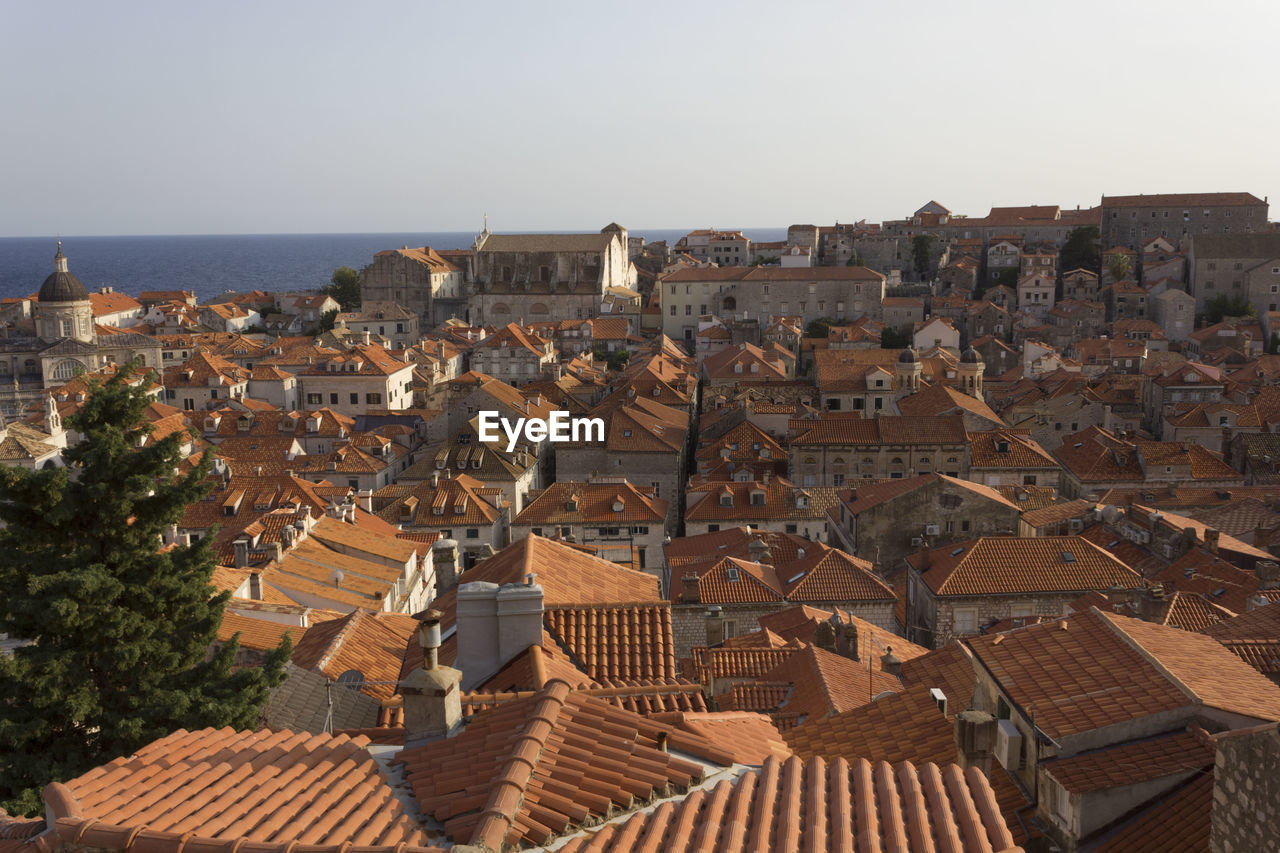 High angle view of buildings in city