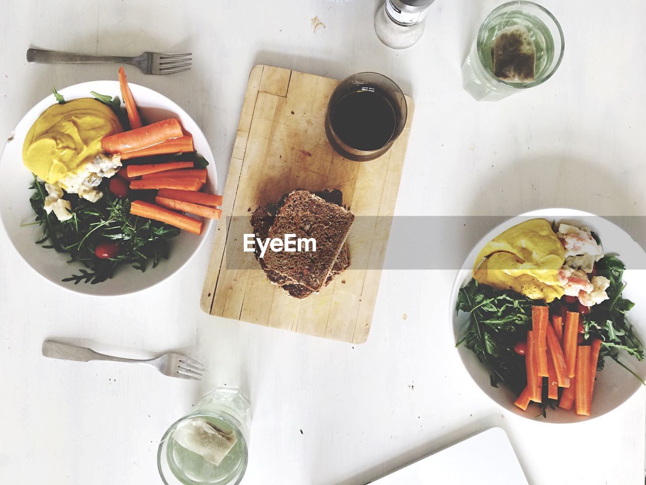 High angle view of food served in plate