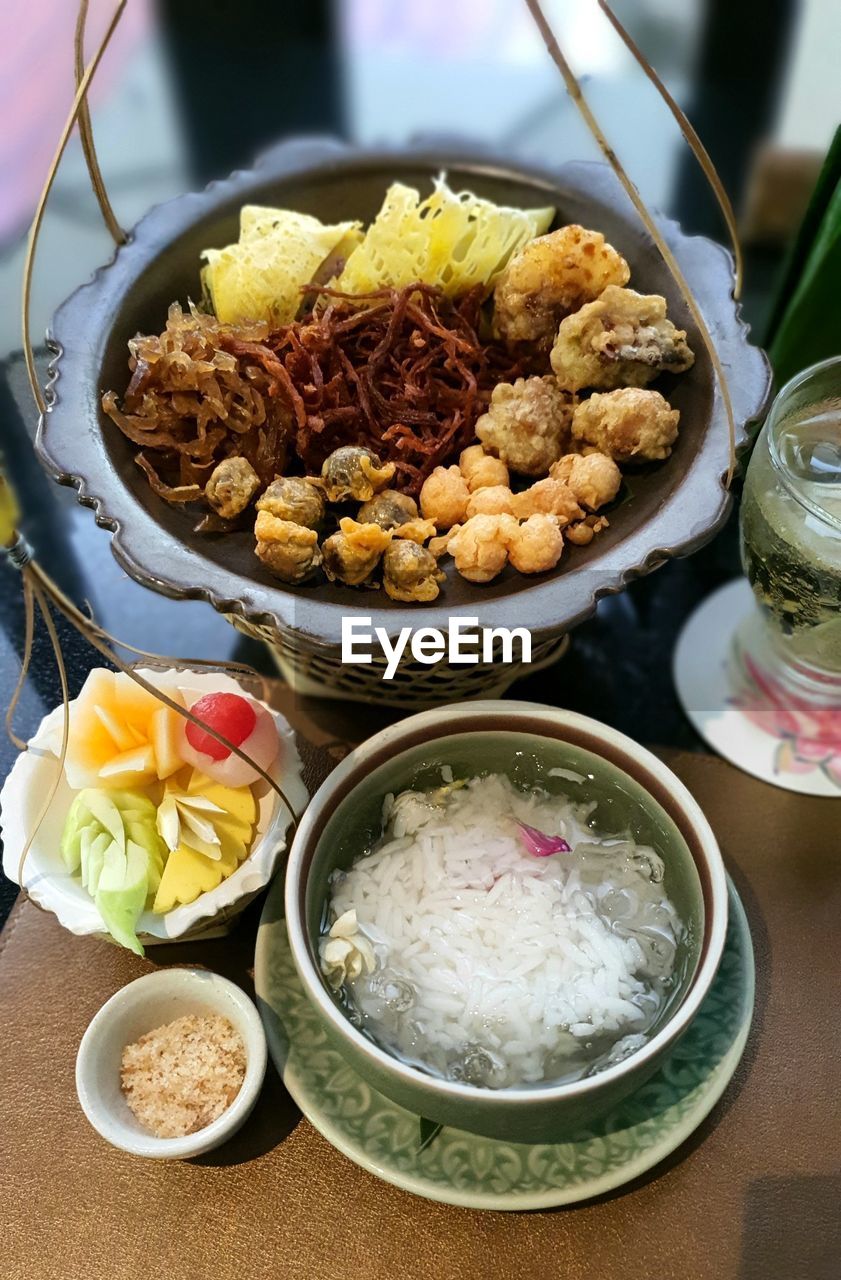 food and drink, food, healthy eating, dish, meal, freshness, wellbeing, bowl, asian food, vegetable, cuisine, no people, meat, table, lunch, high angle view, plate, variation, breakfast, crockery, indoors