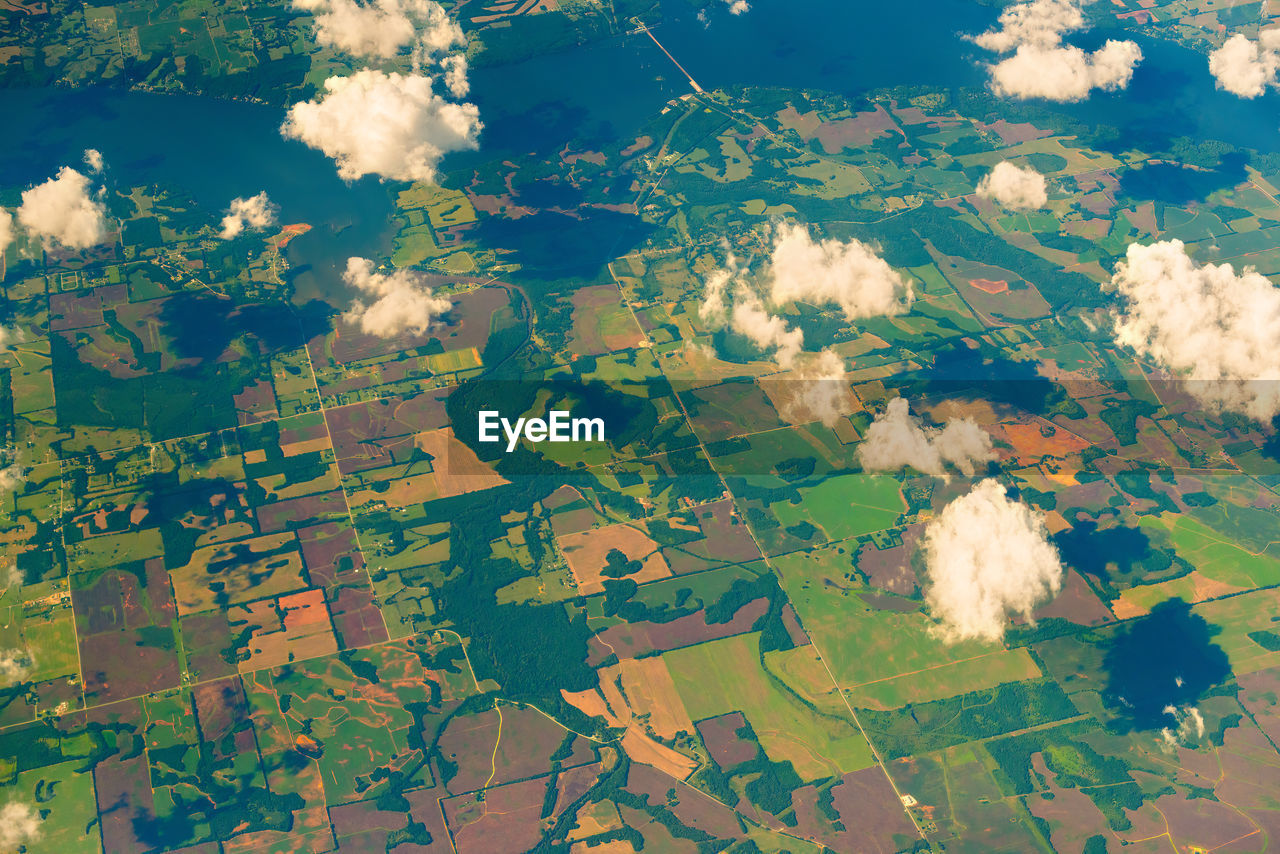 Aerial view of farms in the united states