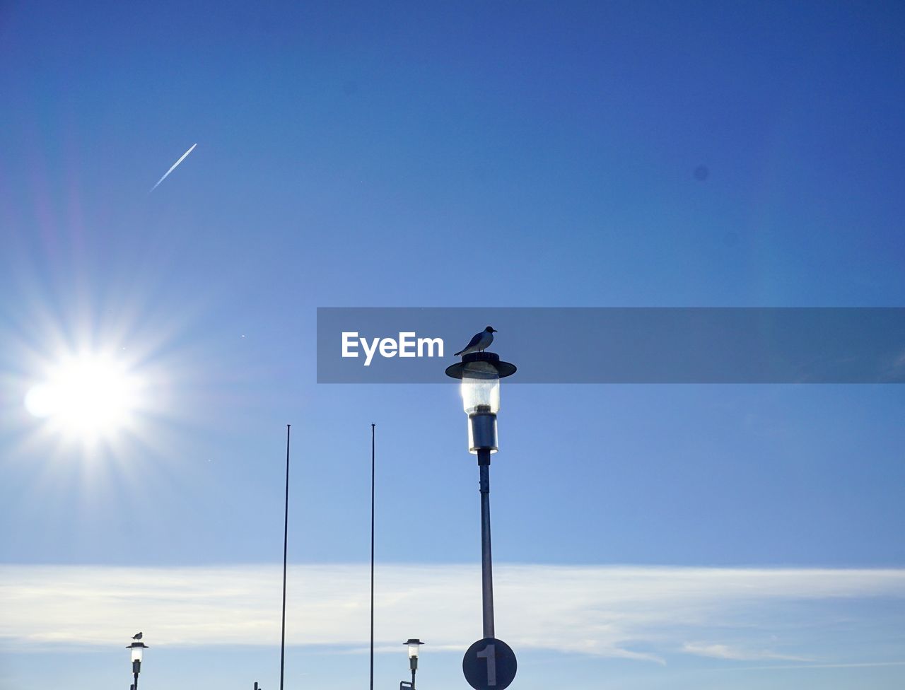 Low angle view of street light against sky.