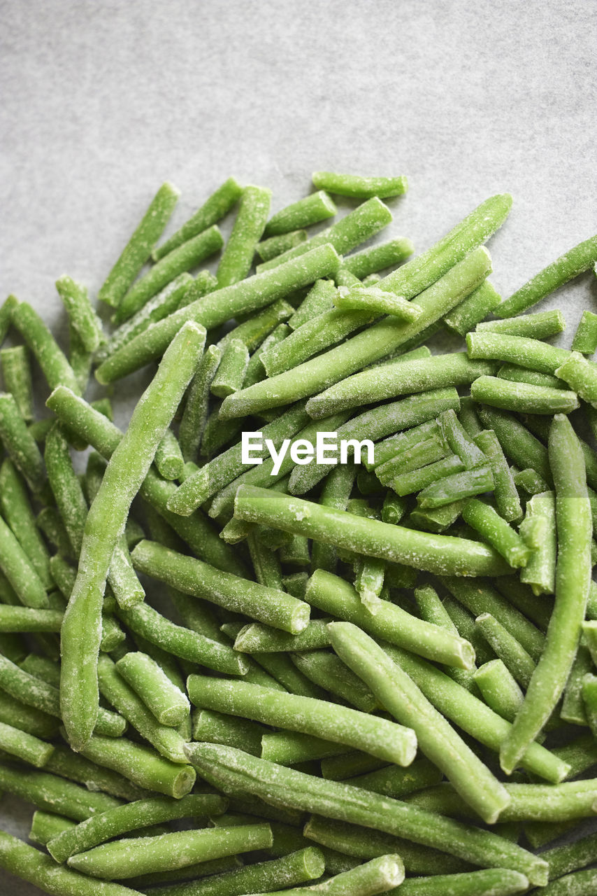 Heap of frozen green beans