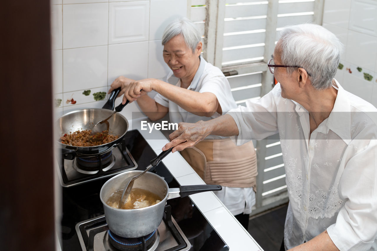 People having food at home