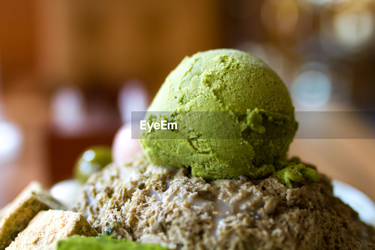 Close-up of green ice-cream