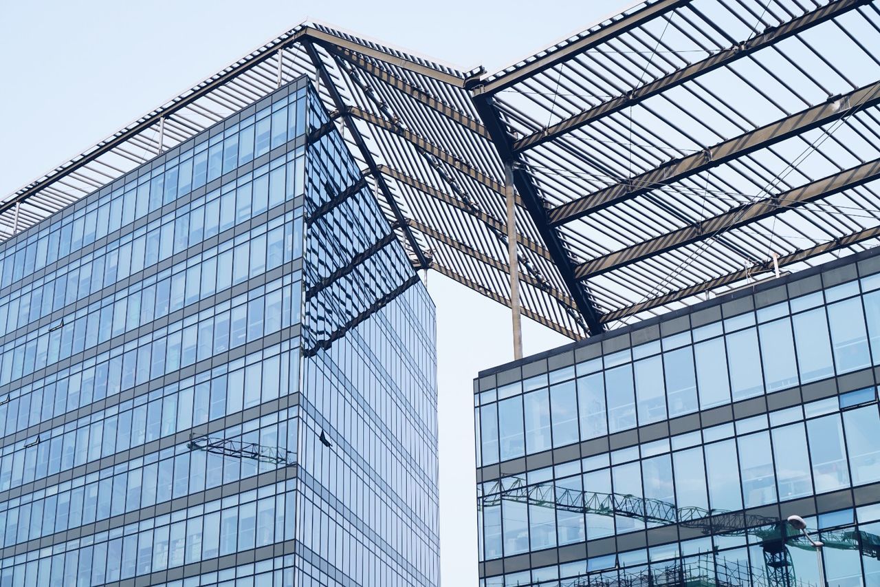 Low angle view of modern skyscraper