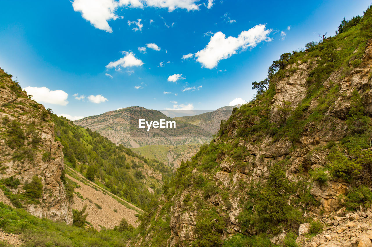 Scenic view of mountains against sky