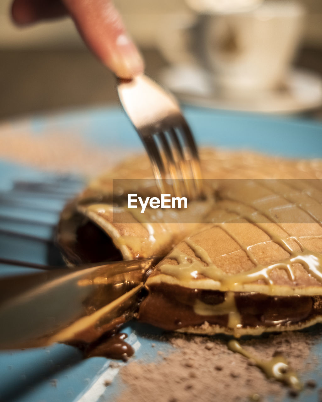 Close-up of person preparing food