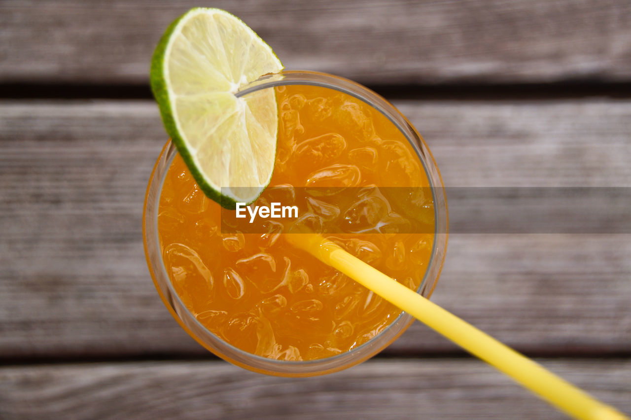 Close-up of orange juice in glass