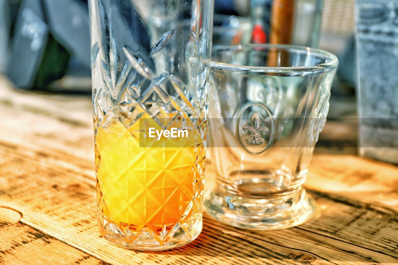 Close-up of drink in glass on table