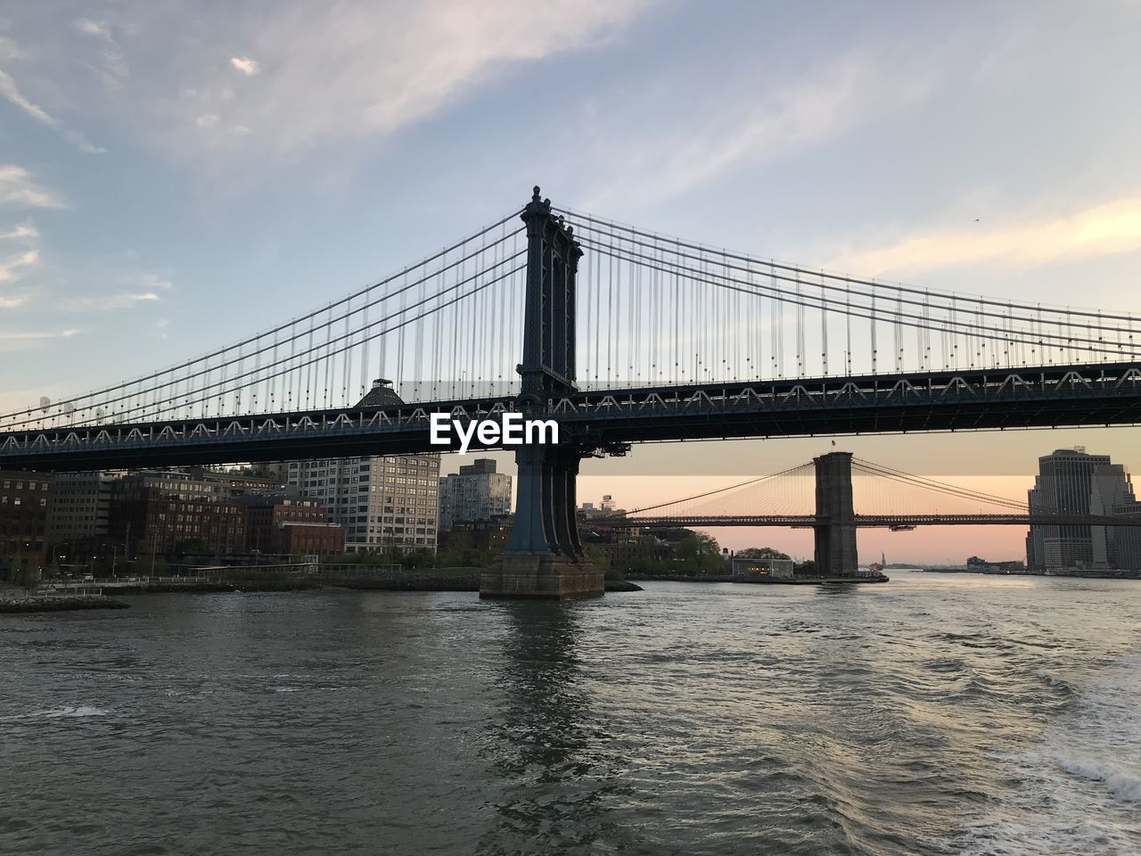 Manhattan bridge view from water