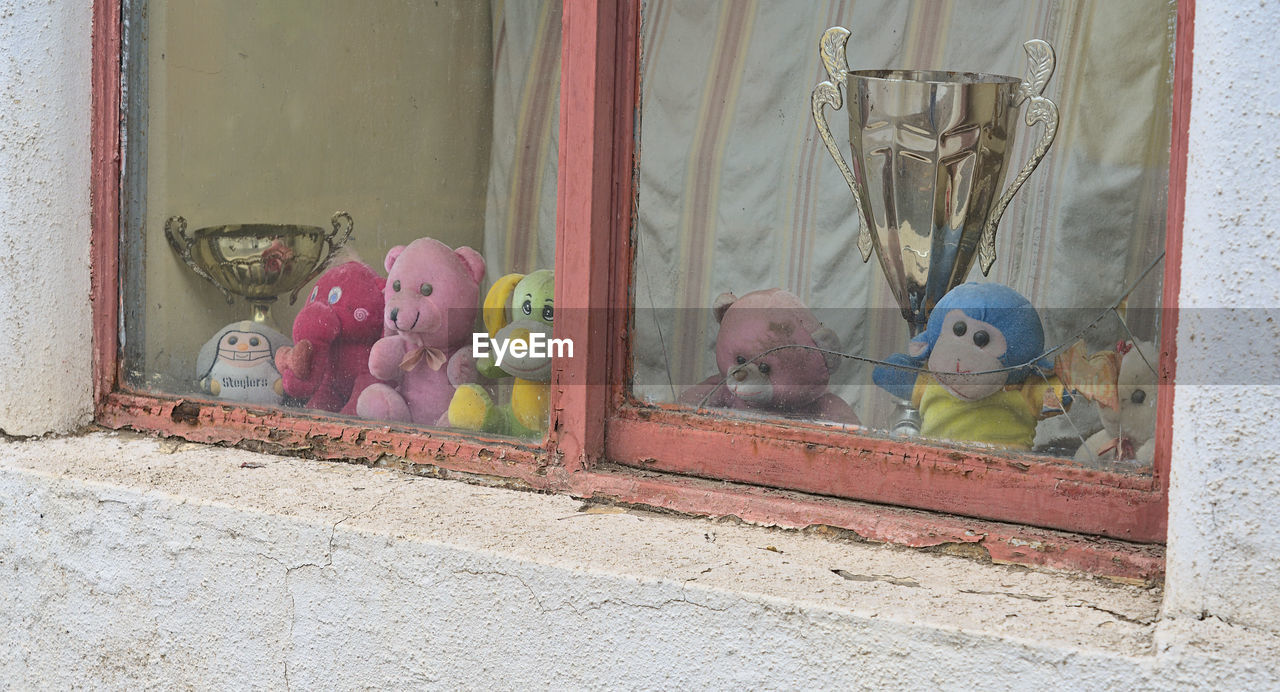 Close-up of toy from windows