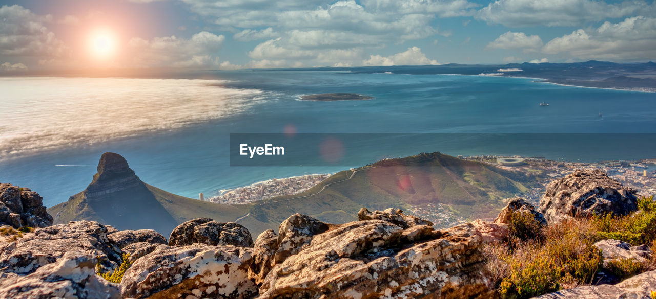 SCENIC VIEW OF SEA AND ROCKS AGAINST SKY