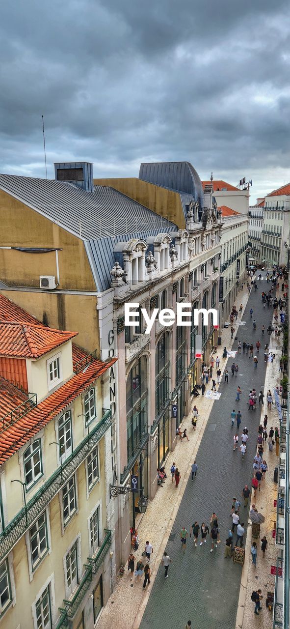 High angle view of buildings in city