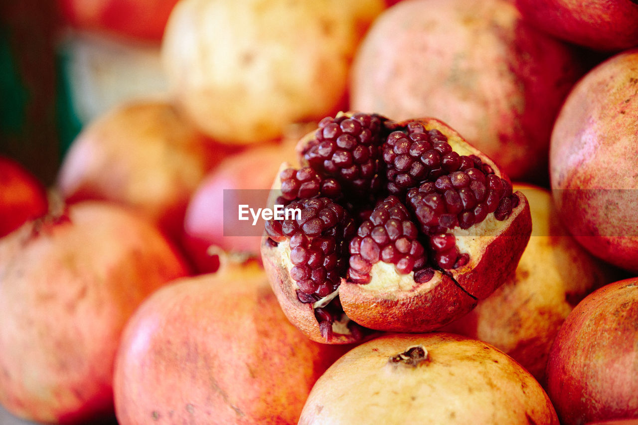 Red pomegranates at farmers' market