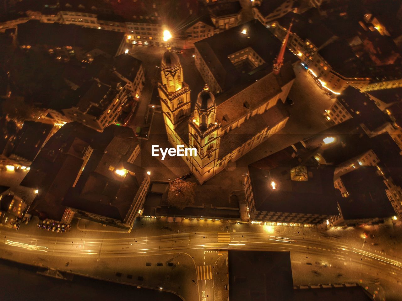 Low angle view of illuminated buildings at night