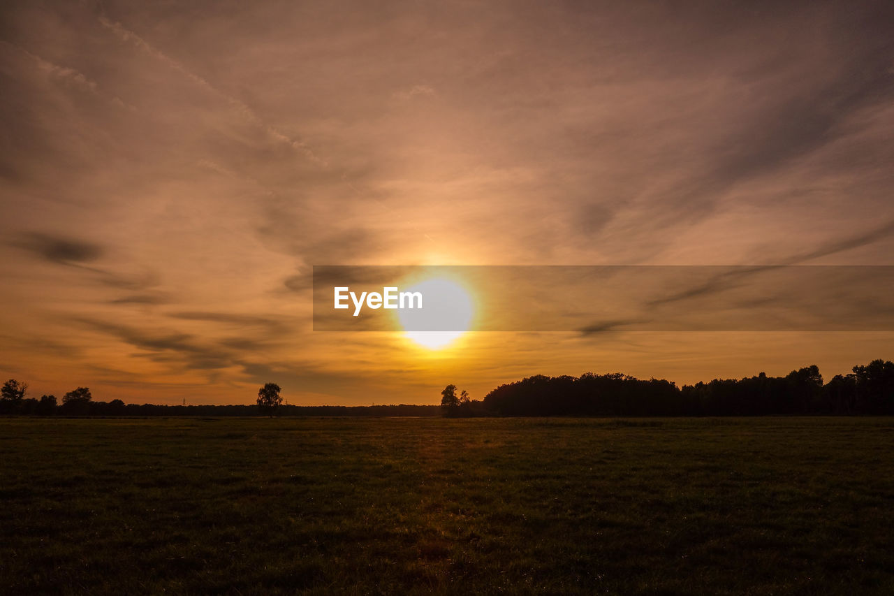 SCENIC VIEW OF FIELD DURING SUNSET